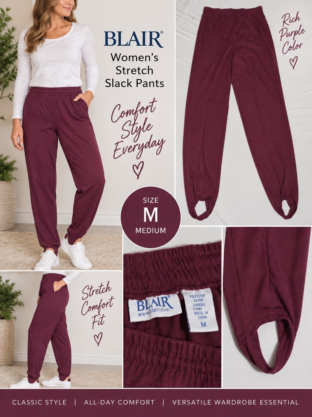 New Blair Women's medium purple stretch slack pants #33
